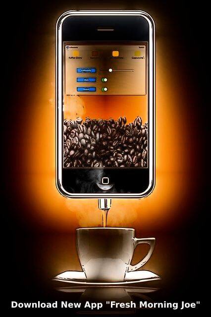 Image presenting a daily satire cartoon article post from Tailspin Toons February 2, 2021 titled "Brew Morning Joe From Your Mobile Phone", about an online App to download that brews morning cup of coffee right out of your smartphone or device. We hope you enjoy life's laughs, humor, revelry, satire and insights.