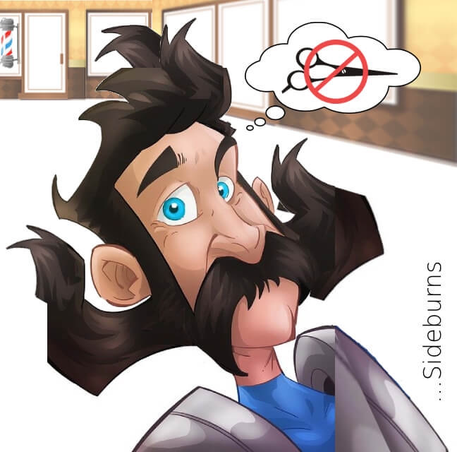 Image presenting a daily humor cartoon article post from Tailspin Toons January 16, 2021 titled "Sideburns", about the humor in how some men wear their sideburns. We hope you enjoy life's laughs, humor, revelry, satire and insights.