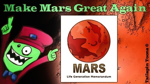 Image presenting a daily satire cartoon article post from Tailspin Toons March 5, 2021 titled "Make Mars Great Again Biden Presidential Memorandum", about Joe Biden’s presidential memorandum to generate life on Mars by forcing global warming. We hope you enjoy life's laughs, humor, revelry, satire and insights.
