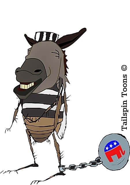Image presenting a daily satire cartoon article post from Tailspin Toons March 16, 2021 titled "Democrats Stitch Legislation Together To Get Around Republicans", about Democrat Senator Ben Cardin telling Biden’s Transportation Secretary, Pete Buttigieg, that democrats in congress stitched legislation together to get around Republican resistance. We hope you enjoy life's laughs, humor, revelry, satire and insights.